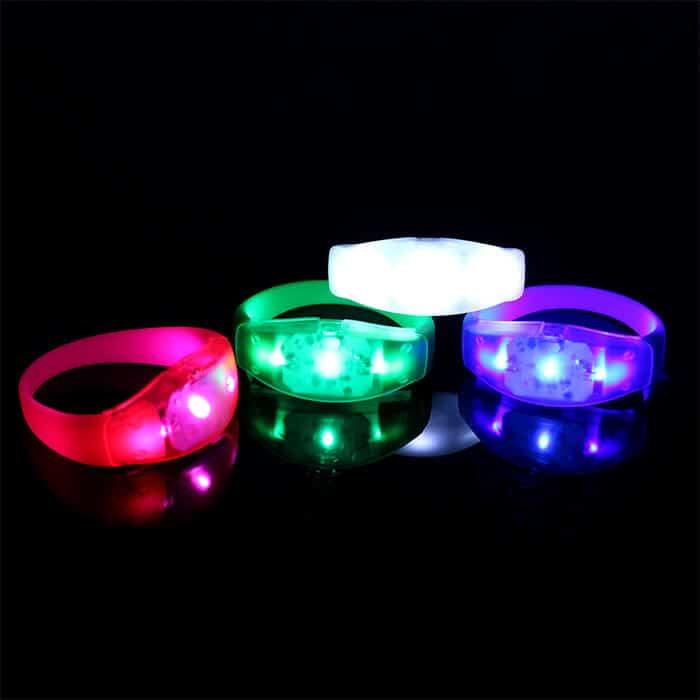 96 Pink Sound Activated LED Bracelets Light Up Flashing Voice Control Music Band 