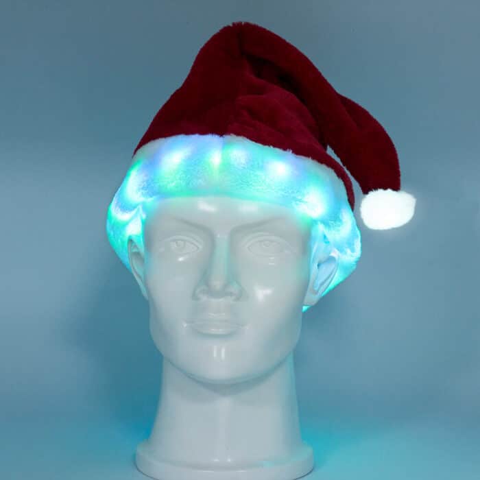 Holiday Party Light Up Flashing Santa Hats Custom Logo RGB Program Remote Controlled LED Christmas Hat