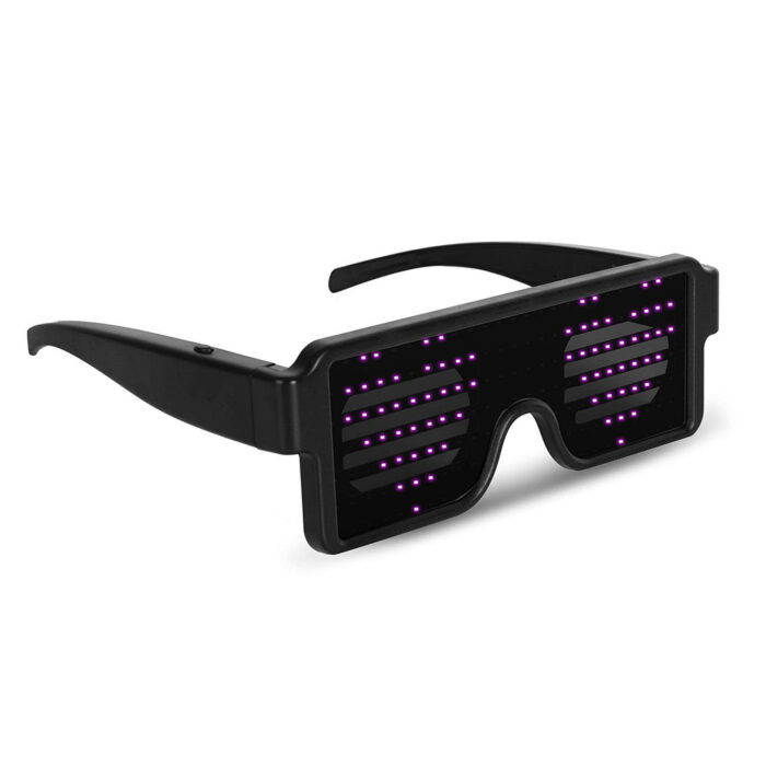 GFLAI Rave Festival Wedding Party Light Up Shutter Eyewear Sunglasses Display Customized Message Words 8 Modes Pixel LED Glasses