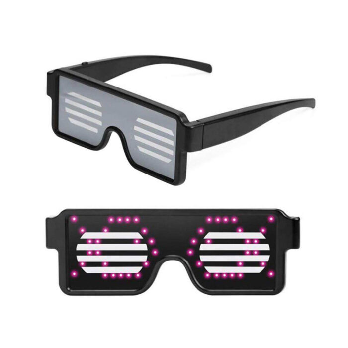 GFLAI Rave Festival Wedding Party Light Up Shutter Eyewear Sunglasses Display Customized Message Words 8 Modes Pixel LED Glasses