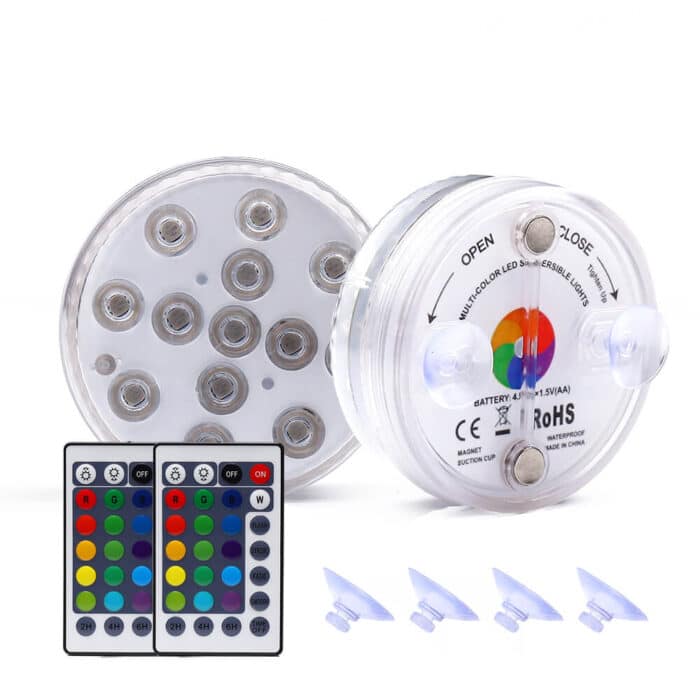 IR28 Keys Remote Controlled 3AA Battery 13 LEDs 8.5CM Magnet Underwater LED Submersible Lights with Suction Cups